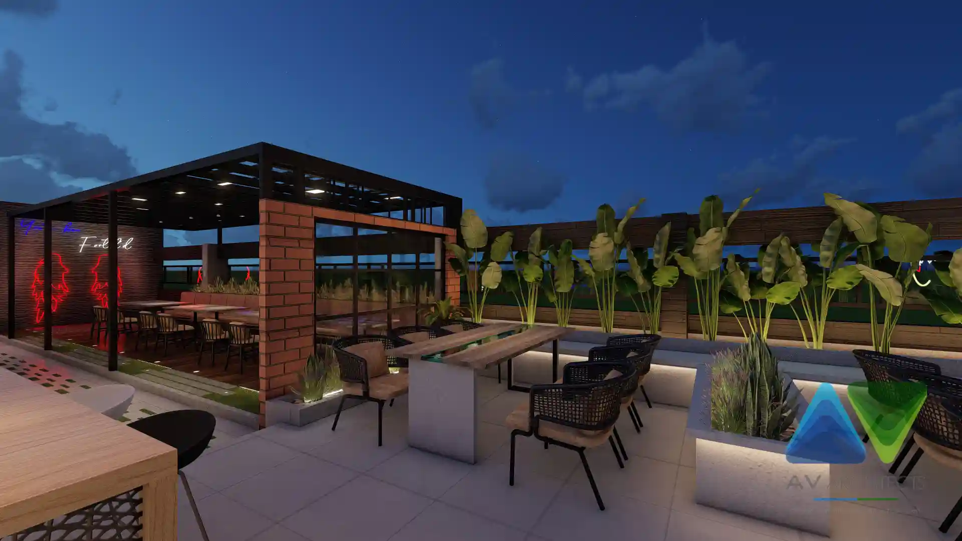 Fortal Rooftop Bar commercial Interior Project